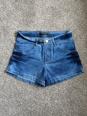 Women's Blue Denim Jean Shorts - High-Rise Casual
